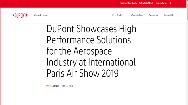 DuPont Showcases High Performance Solutions for the Aerospace Industry at International Paris Air Show 2019