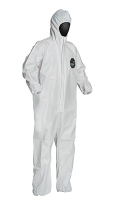 M L XL 2XL 3XL Case of 25 DuPont ProShield Coverall with Hood PB127 White Blue 