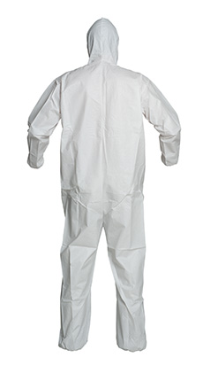 Pack of 25 DuPont ProShield 50 NB127S Protective Coverall with Respirator Fit Hood and Serged Seams White Large NB127SWHLG002500