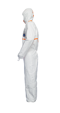 White Small DuPont Tyvek 800J TJ198T CE-Certified Cat-III Type-3/4/5/6 Chemical Protective Coverall Suit with Sealed Bag 