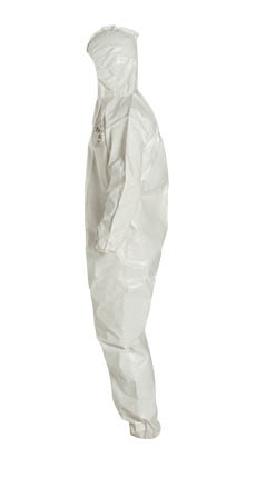 Large White DuPont Tychem SL127B SL Disposable Coverall with Hood & Elastic Cuffs 