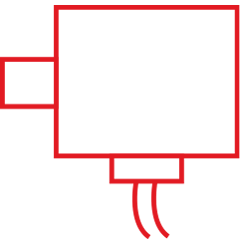 Red plug, socket and terminal block icon